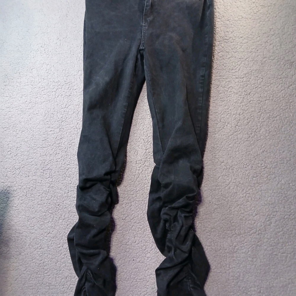 Shein Womens Scrunch Jeans Size 30 Black Stretch Elastic Calves